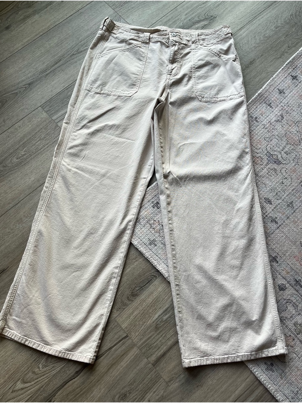 American Eagle Outfitters Womens Wide-Leg Chinos in Light Beige - TALL!